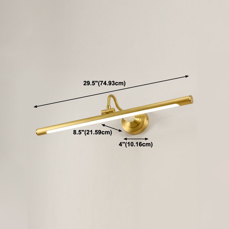 Linear Metal Wall Sconce Modern Style 1 Light Mirror Wall Mount Light Fixture in Brass