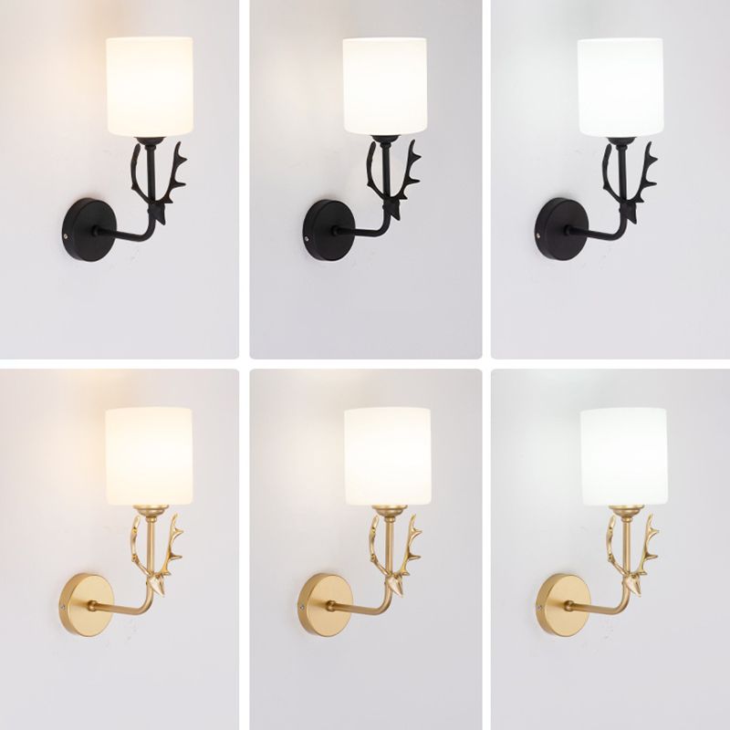 Lámpara de luz cilíndrica de vidrio de estilo simple lámpara de pared de una cabeza para dormitorio