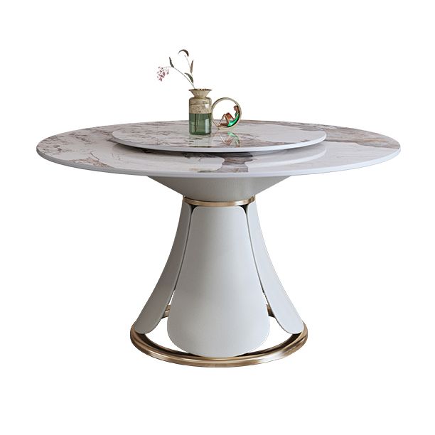 Tavolo da pranzo standard di forma rotonda di forma rotonda con grigio grigio con base di piedistallo