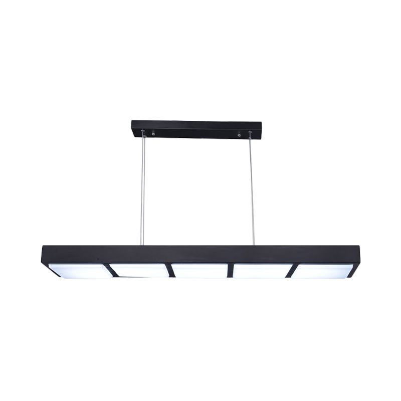 Rectangular Island Lamp Modern Metal 3/4/5 Lights Black/White Office Hanging Light in Warm/White