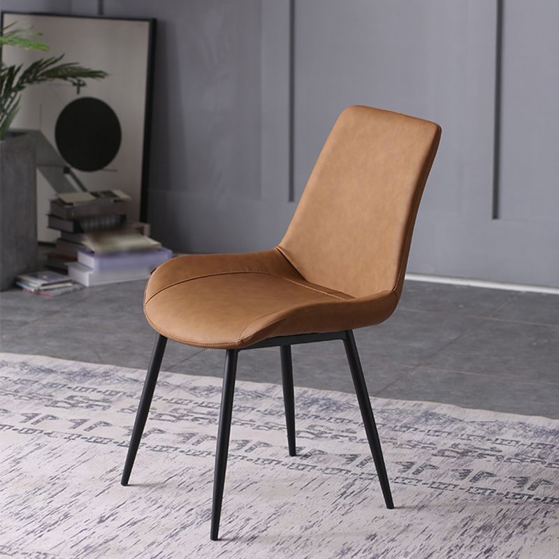 PU Leather Dining Chairs Industrial Style Arm Solid Back Dining Side Chairs