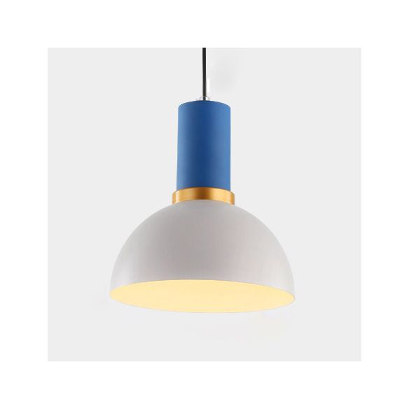 Bowl/Cone/Funnel Metal Hanging Ceiling Light Minimalist 1 Light Blue/Pink/Yellow Pendant Lamp