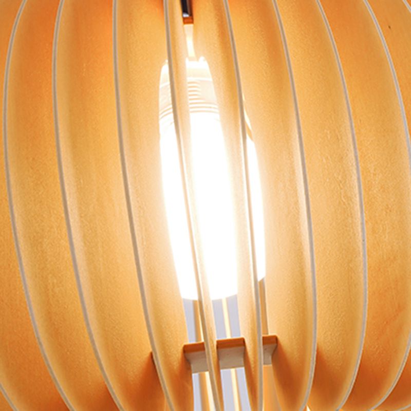 Modern Style Geometric Shape Pendant Wood 1 Light Hanging Lamp for Dinning Room