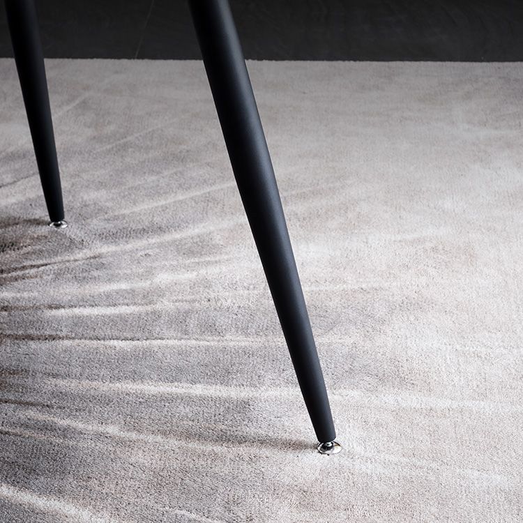 Metal Industrial Rectangle Dining Table Sintered Stone Table with 4 Black Legs