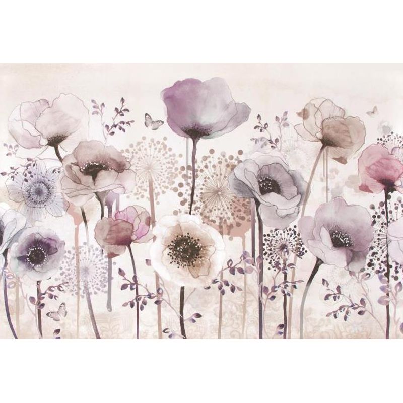 Full-Size Flowers Wallpaper Mural in Pink Non-Woven Wall Decor, Washable, Custom Size