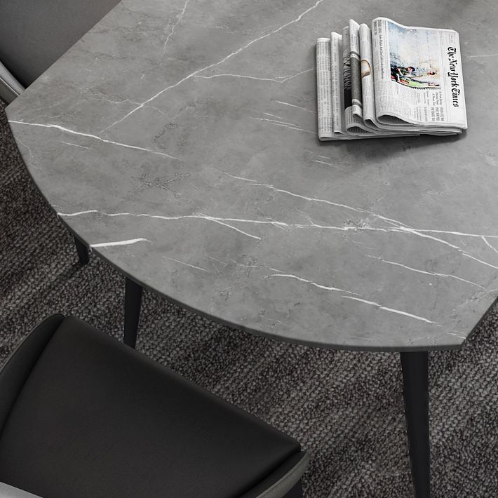 Modern Style Gray Dining Table Sintered Stone Table with 4 Legs for Kitchen