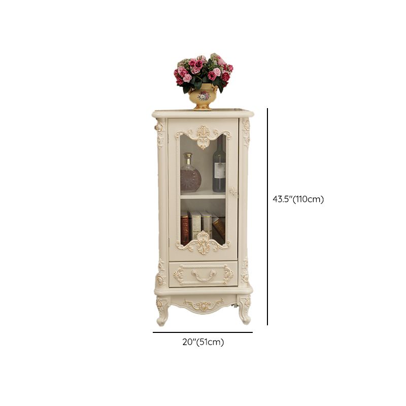 Traditional Glass Doors Display Stand Solid Wood Buffet Cabinet for Dining Room