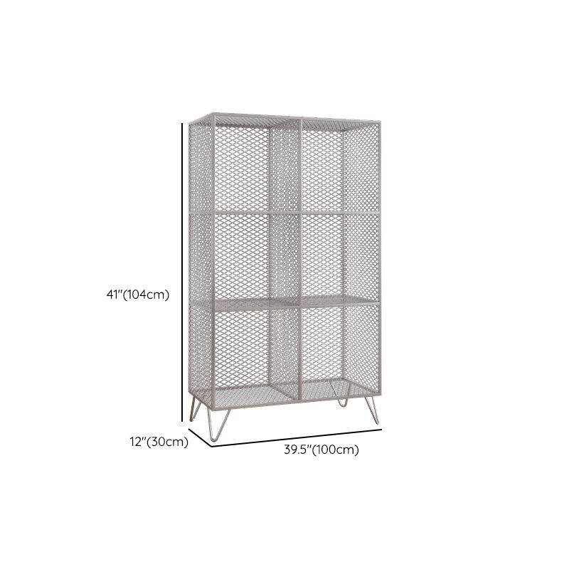 Metal Closed Back Standard Bookshelf Shelves Included Bookcase in Silver