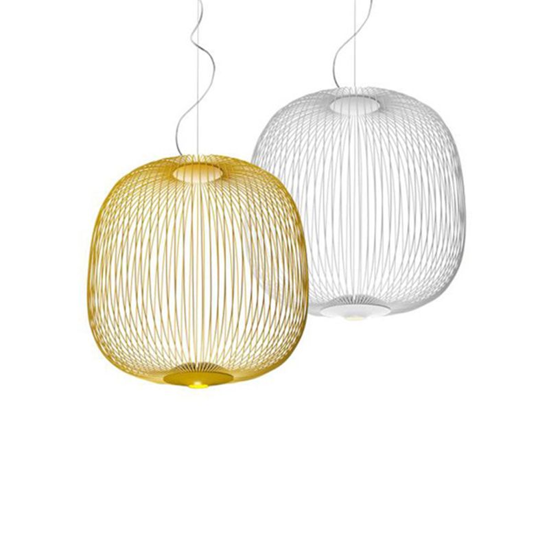 Simple Metal Hanging Light, Globe and Cage Shade 2-Light Hanging Lighting