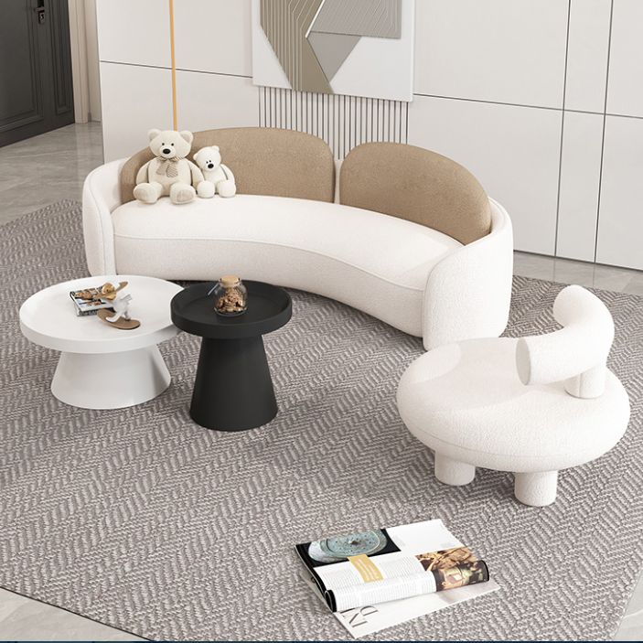 Scandinavian Settee Fabric Tuxedo Arm Cushions Living Room White Seating