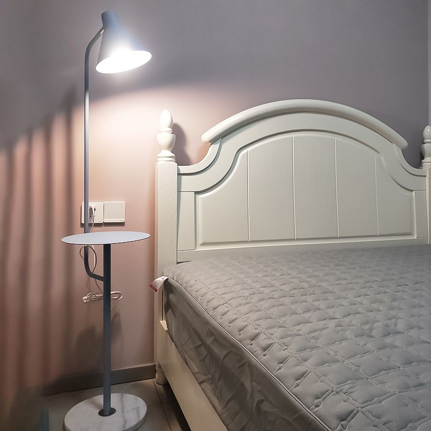 Macaroon Metal Floor Reading Lamp 1-Light Floor Light with Tray for Bedroom