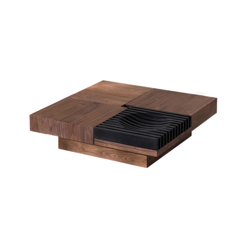 11"H Contemporary Cocktail Table Wooden Square Storage Coffee Table