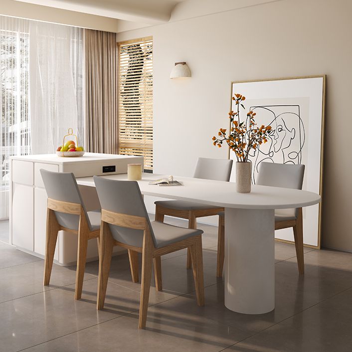 White Stone Top Dinette Table Modern Free Form Indoor Dining Table