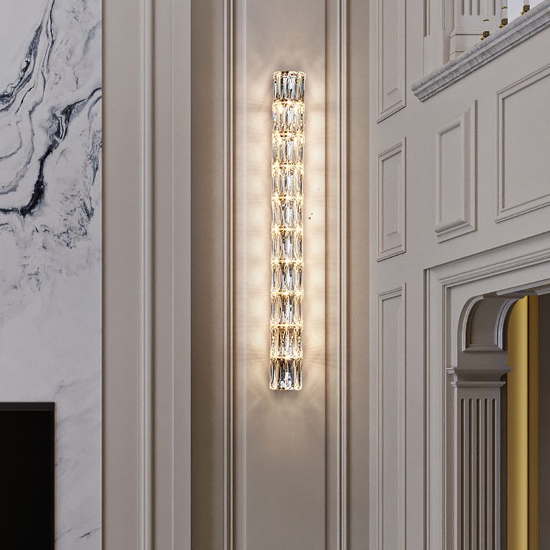 Cylinder Shape Crystal Wall Sconces Modern Multi-Lights Wall Mount Light Fixture