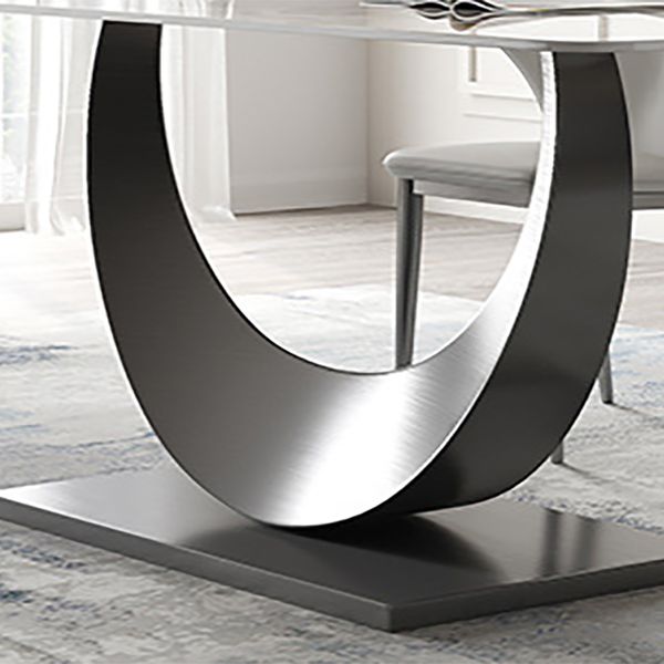 Contemporary Style Rectangle Table Sintered Stone Table with Metal Legs for Home