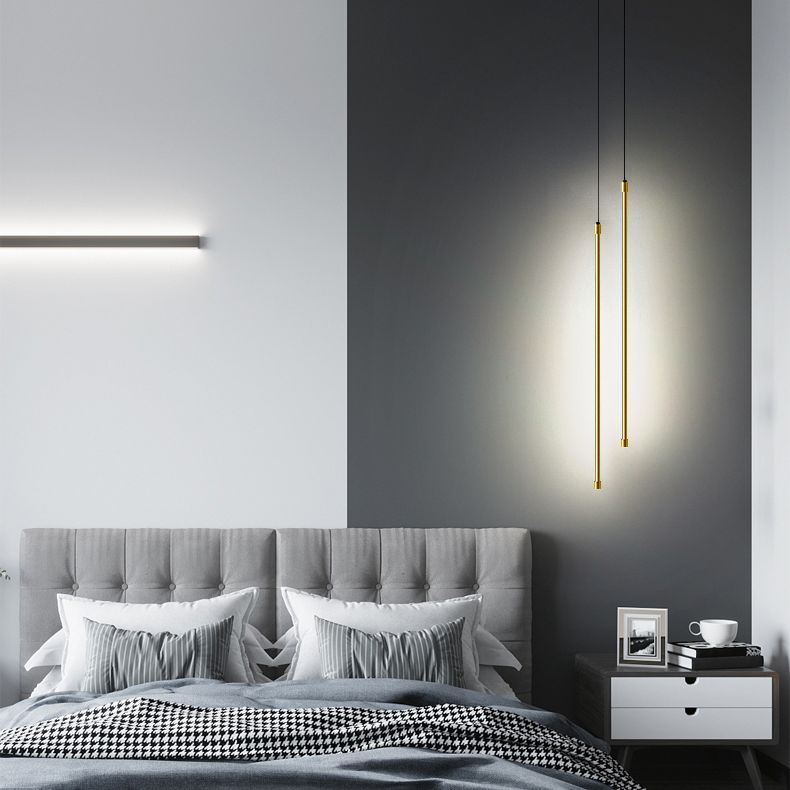 Moderner minimalistischer Stil linear hängende Anhänger Lichter Kupferhaardelie