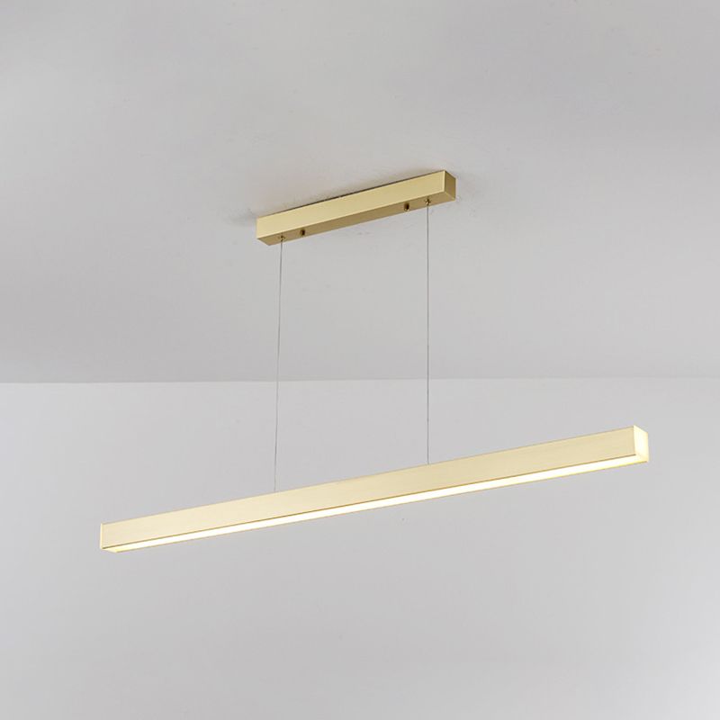 Contemporary Simplicity Island Light Acrylic Shade Long Strip Hanging Lamp in Gold