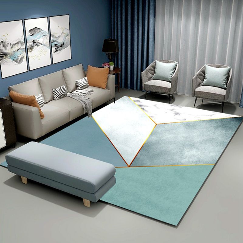 Marble Print Indoor Rug Polyester Modern Carpet Non-Slip Backing Carpet for Living Room