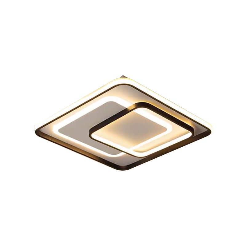 Novelty Minimalist LED Ceiling Lamp Black Triple-Round/Square/Rectangle Flush Mount Light with Acrylic Shade, Warm/White Light