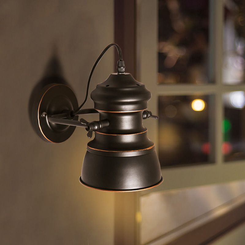 Luz de la pared de la esquina de Bell Camino de luz vintage Metálico de 1 cabeza de acabado negro Splock con nodo rotativo