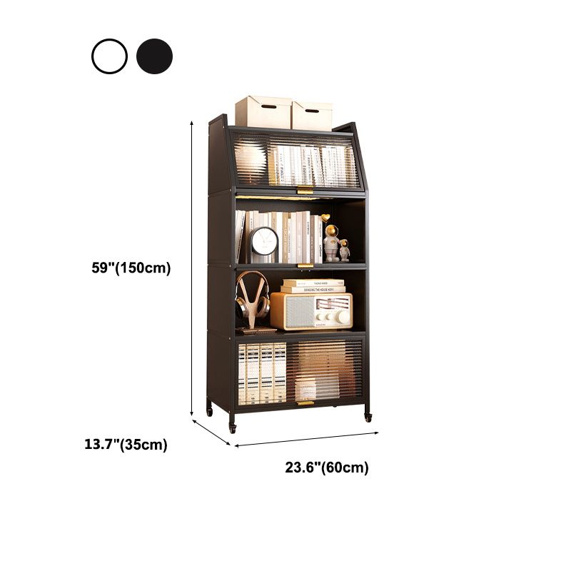 Modern Style Bookshelf Metal Closed Back Bookcase with Door for Home Office