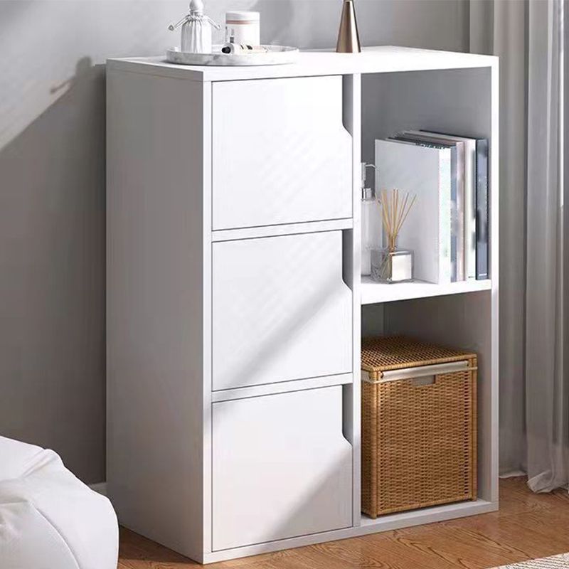 Contemporary Wooden Side Cabinet with Storage Shelves and Doors