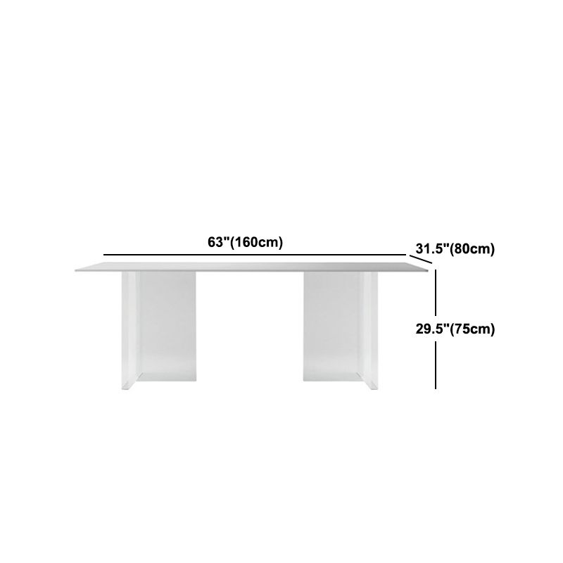 Rectangle White Top Dining Table Modern Acrylic Base Table for Kitchen