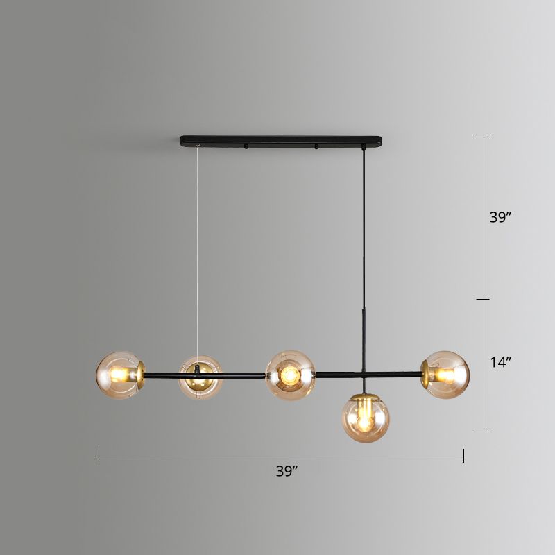 Modo Island Light Postmodern Glass 5-Light Suspended Lighting Fixture for Restaurant