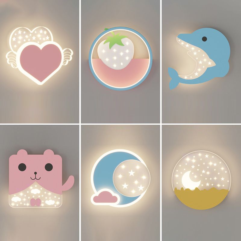 Cartoon LED Wall Lamp Children's Bedroom Wall Sconce Lighting