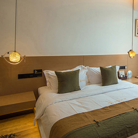 1/2/3-Light Fish Shaped Pendant Lighting Rustic Bine Single Head Hanging Lamp in Beige