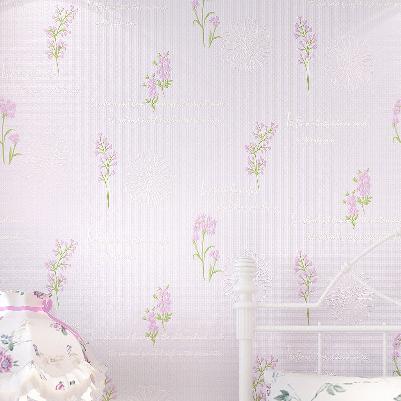 Non-Woven Fabric Wall Covering Blooming Flower Textured Wallpaper Roll in Soft Color