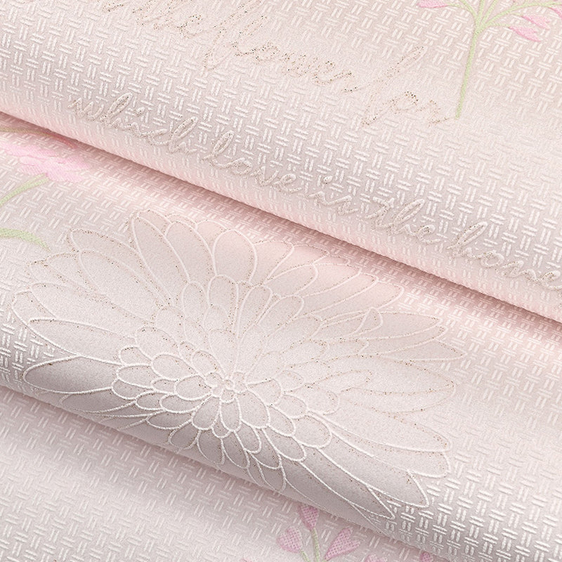 Non-Woven Fabric Wall Covering Blooming Flower Textured Wallpaper Roll in Soft Color