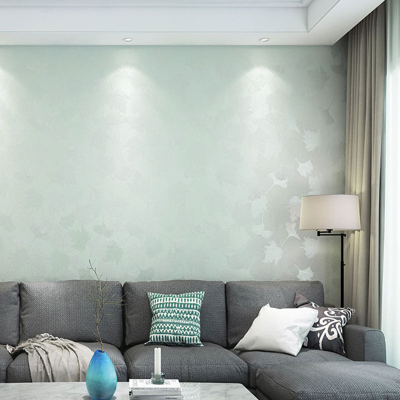 Plants Soft Color Wallpaper Ginkgo Leaf Moisture-Resistant Wall Art for Kids Bedroom