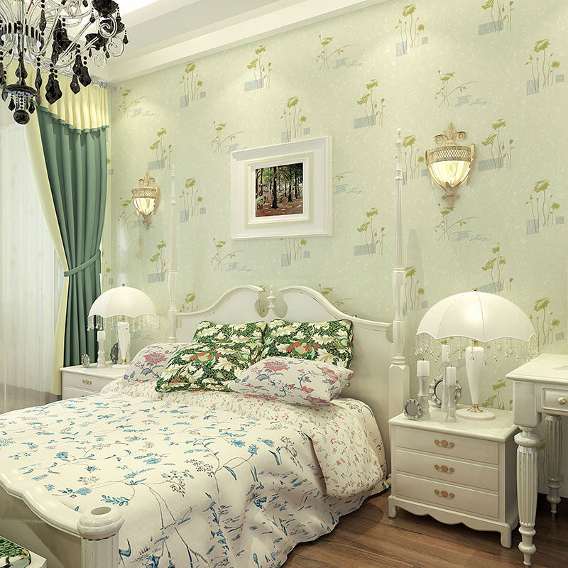 Unpasted Non-Woven Wallpaper Floweret Teens Bedroom Wall Decor in Pastel Color, 54.2-sq ft