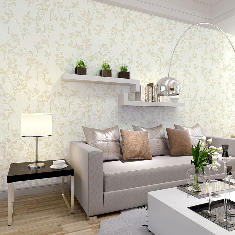 Wall Covering Rustic Leaf Girly Soft Color Wallpaper Roll for Accent Wall, Non-Pasted