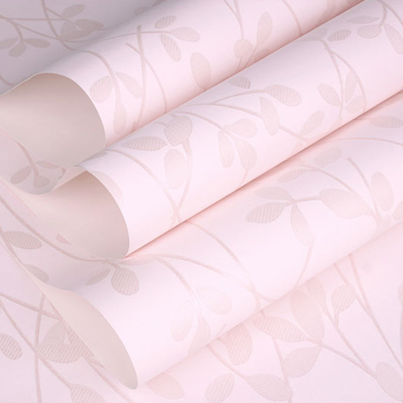 Wall Covering Rustic Leaf Girly Soft Color Wallpaper Roll for Accent Wall, Non-Pasted