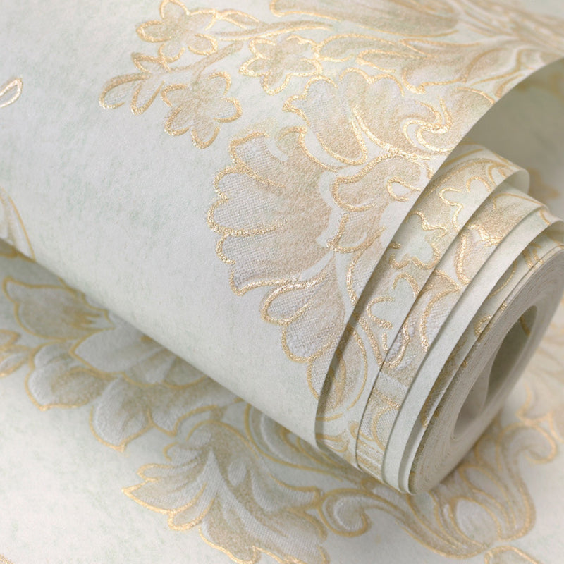 Non-Woven Wall Covering Medallion Flower Embossed Wallpaper Roll for Living Room