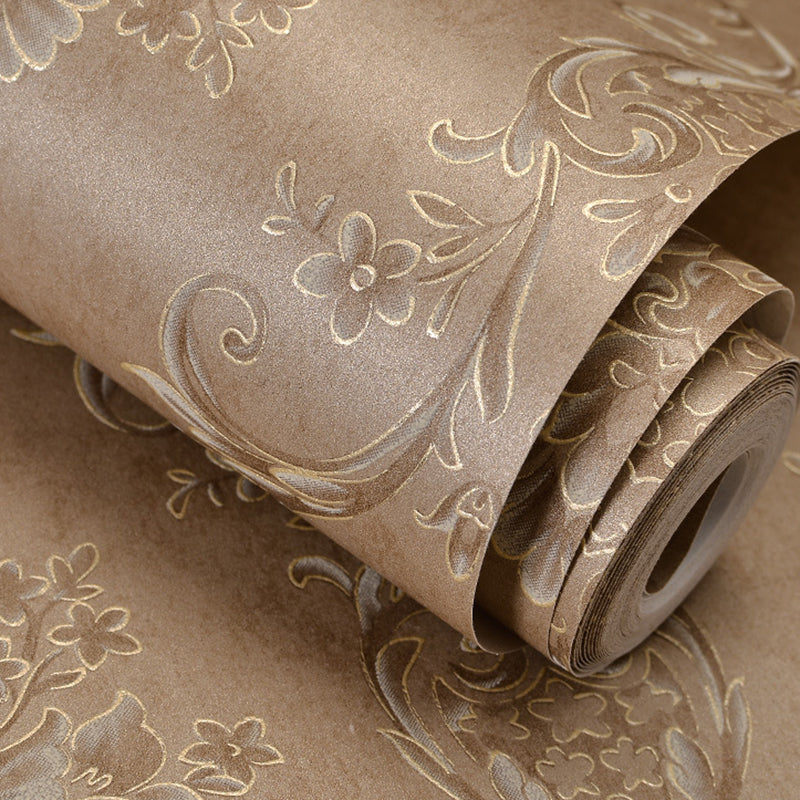 Non-Woven Wall Covering Medallion Flower Embossed Wallpaper Roll for Living Room