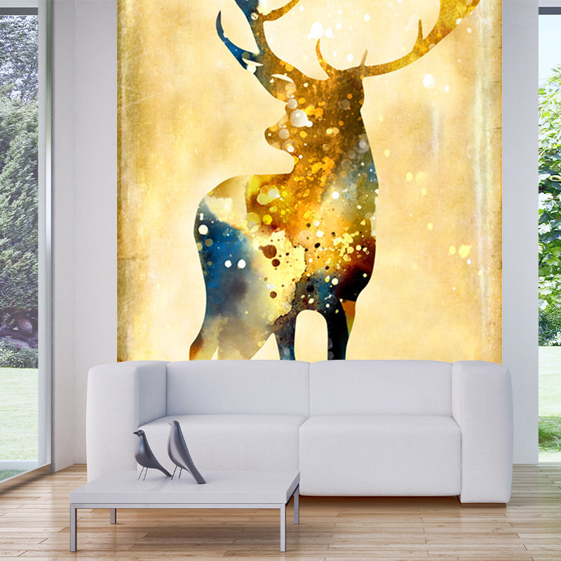 Beige Stag Wall Murals Decal Moisture Resistant Artistry Bedroom Wall Decoration