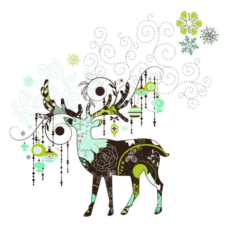Modern Art Deer Mural Wallpaper for Bedroom Personalized Wall Covering in Grey-Green