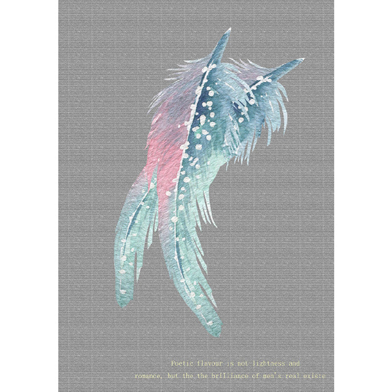 Simple Feather Print Wallpaper Murals for Bedroom Customized Wall Art in Grey-Pink-Green