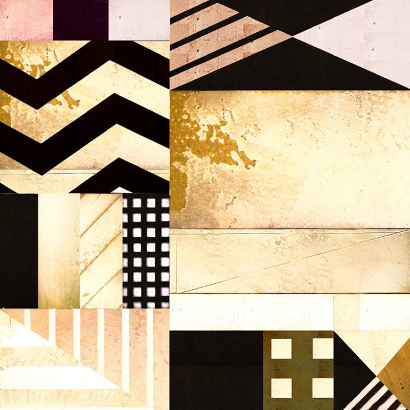 Black-Brown Geometry Wall Murals Stain Resistant Wall Decoration for Living Room