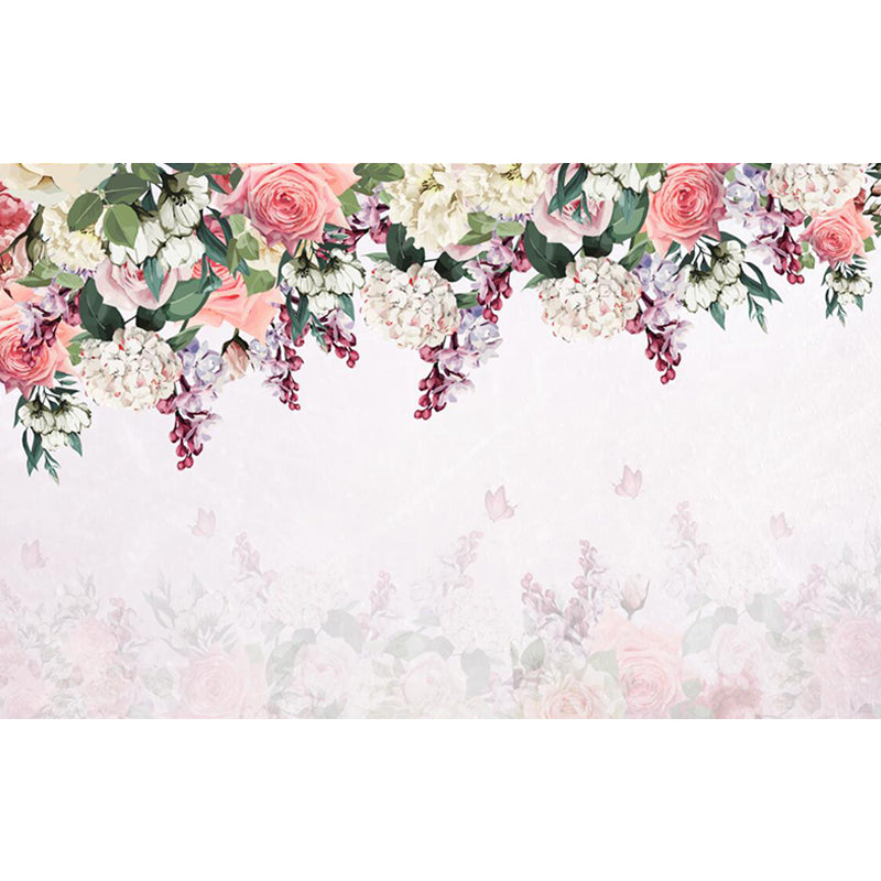 Pink-Green Stylish Wallpaper Murals Large Flower Border Wall Art for Living Room