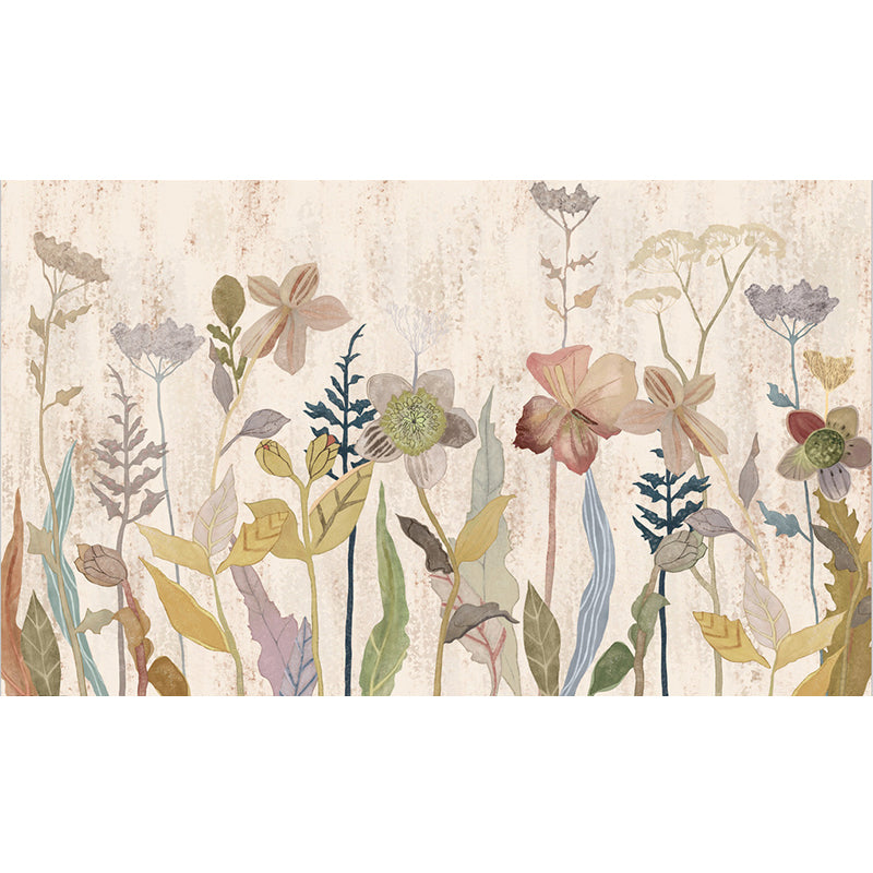 Moisture Resistant Floral Wall Mural Custom Size Trendy Wall Art for Living Room