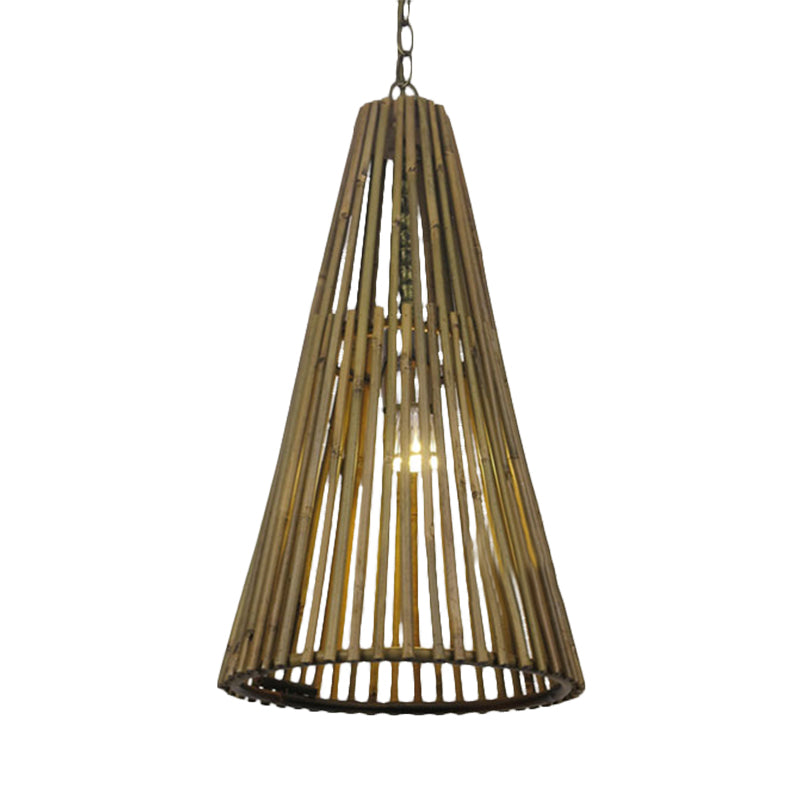 Lámpara de suspensión de madera natural con lámpara de tono de tono de tono de bambú de palo una lámpara de suspensión de madera natural con cadena ajustable