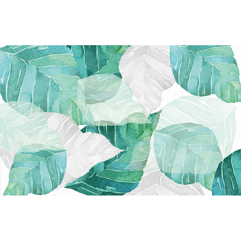 Modern Shattered Leaf Mural Wallpaper for Living Room Custom Wall Decor in Green-White