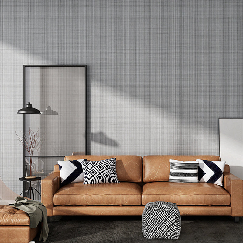 Solid Color Crisscrossed Wallpaper Roll Moisture Resistant Wall Decor for Living Room