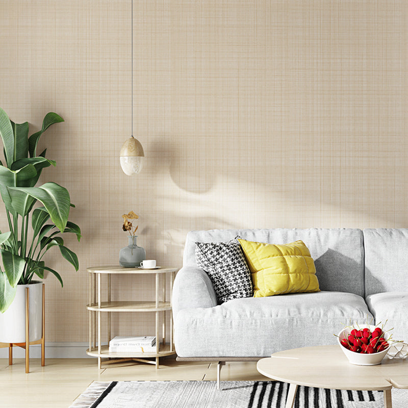 Solid Color Crisscrossed Wallpaper Roll Moisture Resistant Wall Decor for Living Room