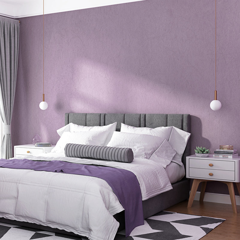 Moisture Resistant Solid Wallpaper Non-Woven Cloth Simple Style Wall Art for Bedroom