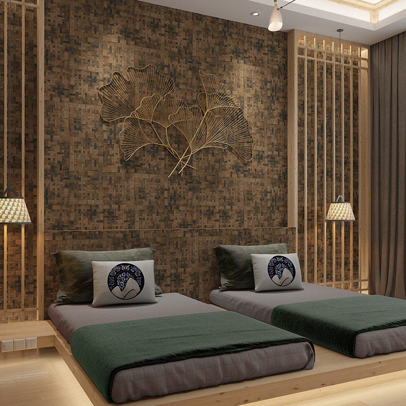 Boho Chic Patchwork Wallpaper Roll for Living Room 57.1-sq ft Wall Art in Dark Color